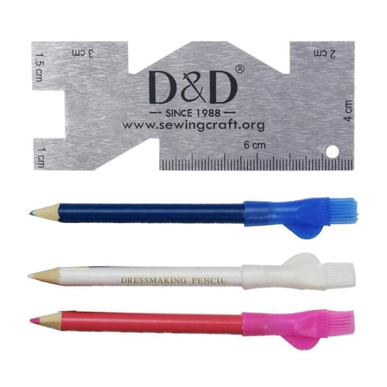 2Pcs/Set Sewing Measuring Gauge Quilting Rulers +Cut-free Sewing Tailor's Chalk  Pencils for Sewing Accessories Crafts