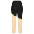 thumbnail image 3 of FAIWAD Straight Leg Linen Pants for Women Drawstring High Waist Long Pants Color Block Loose Trousers with Pockets, 3 of 4