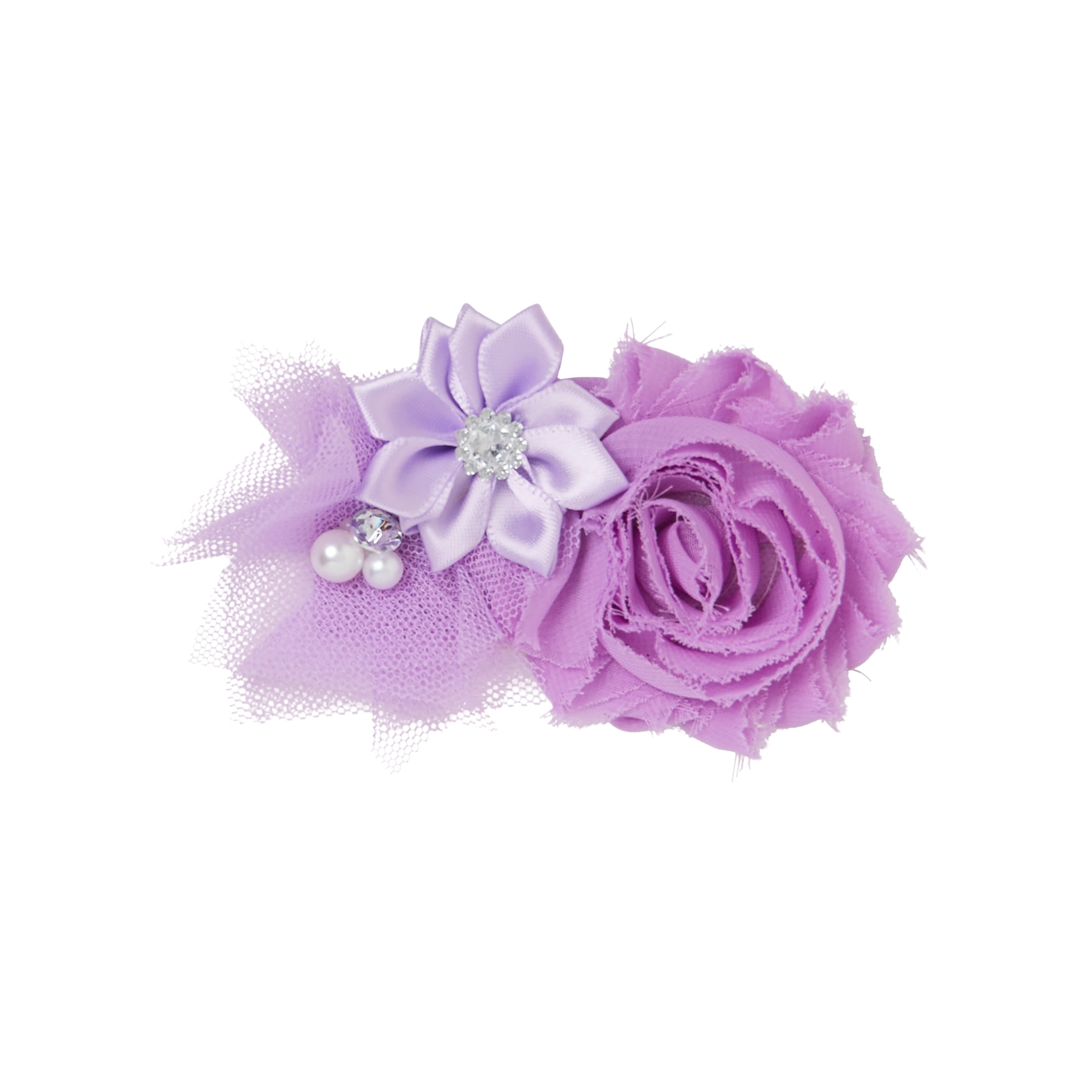 Offray Accessories, Lavender Satin Tulle with Gem Flower Cluster, 1 Each