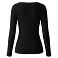 thumbnail image 6 of APEXFWDT Women Scoop Neck Thermal Underwear Top Long Sleeve Thumb Hole Tshirt Slim Stretchy Warm Fall Winter Layering Tops, 6 of 7
