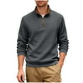 thumbnail image 2 of Ceisia Men's Casual Striped Half Button Round Neck Pullover with Pocket Daily Fashion Top Gift, 2 of 9