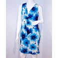 thumbnail image 1 of LOVE MOSCHINO Blue Cream Under Slip FLORAL Front TWIST Dress 100% Silk ( 42 ), 1 of 2