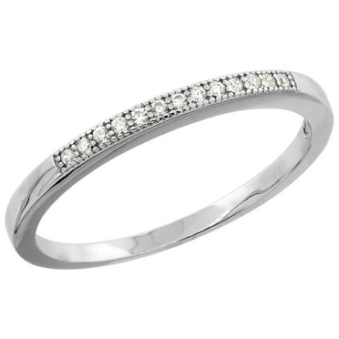 Sterling Silver Micro Pave Cubic Zirconia Ladies' Thin Half Eternity Wedding Band size 6