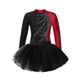 thumbnail image 4 of iiniim Kids Girls 2Pcs Ballet Dance Sparkly Long Sleeve Gymnastic Leotard and Mesh Tutu Skirt Dancewear Size 6-16 Burgundy 14, 4 of 7