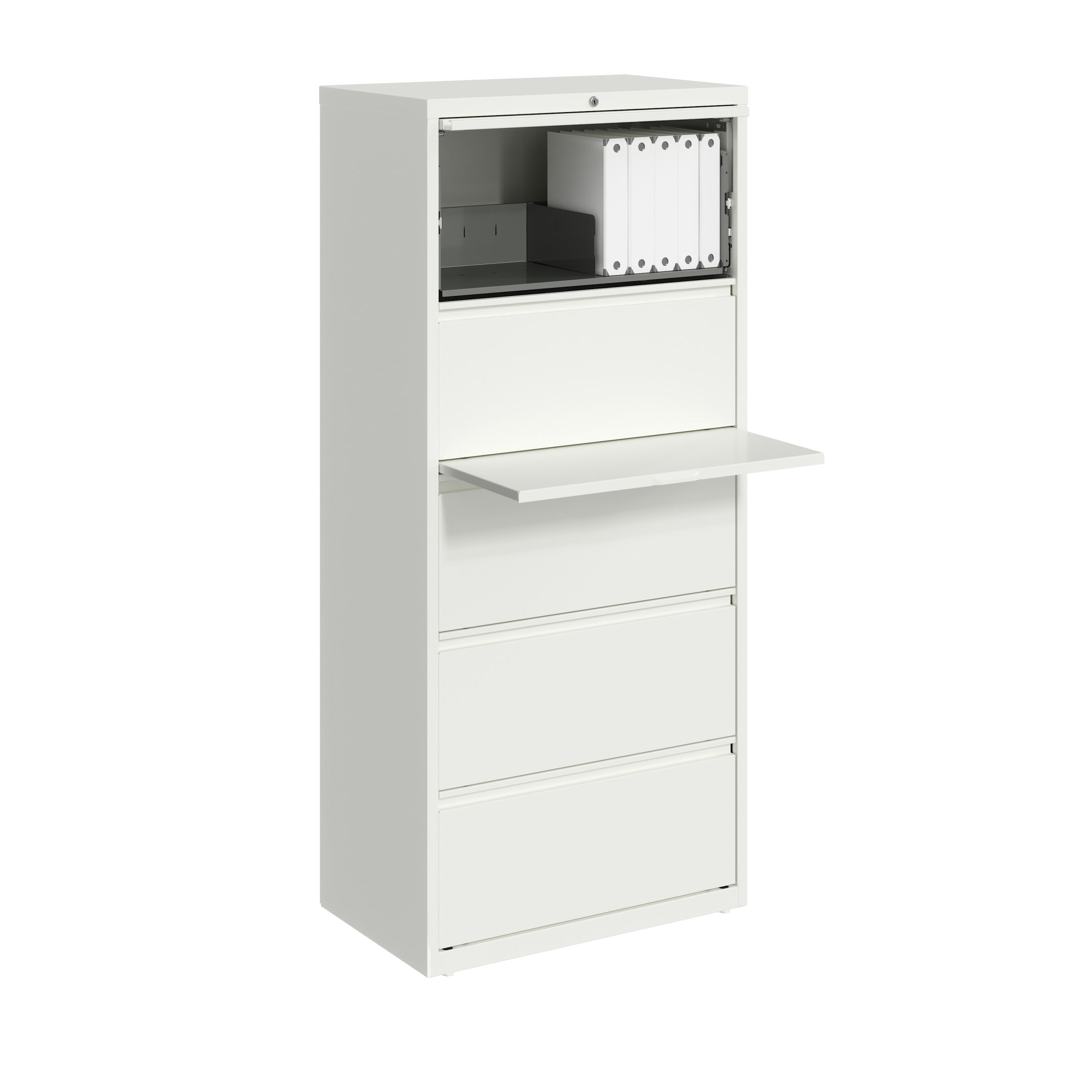 Hirsh 30 Inch Wide 5 Drawer Metal Lateral File Cabinet for Home and Office, Holds Letter, Legal and A4 Hanging Folders, White