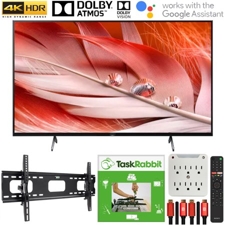 Sony XR50X90J 50-inch X90J 4K Ultra HD Full Array LED Smart TV (2021 Model) Bundle with TaskRabbit Installation Services + Deco Gear Wall Mount + HDMI Cables + Surge Adapter