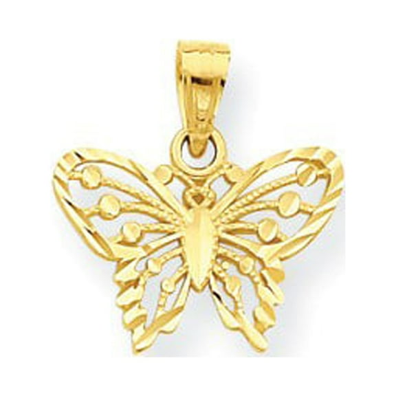 10k Yellow Gold Diamond-Cut Butterfly Charm