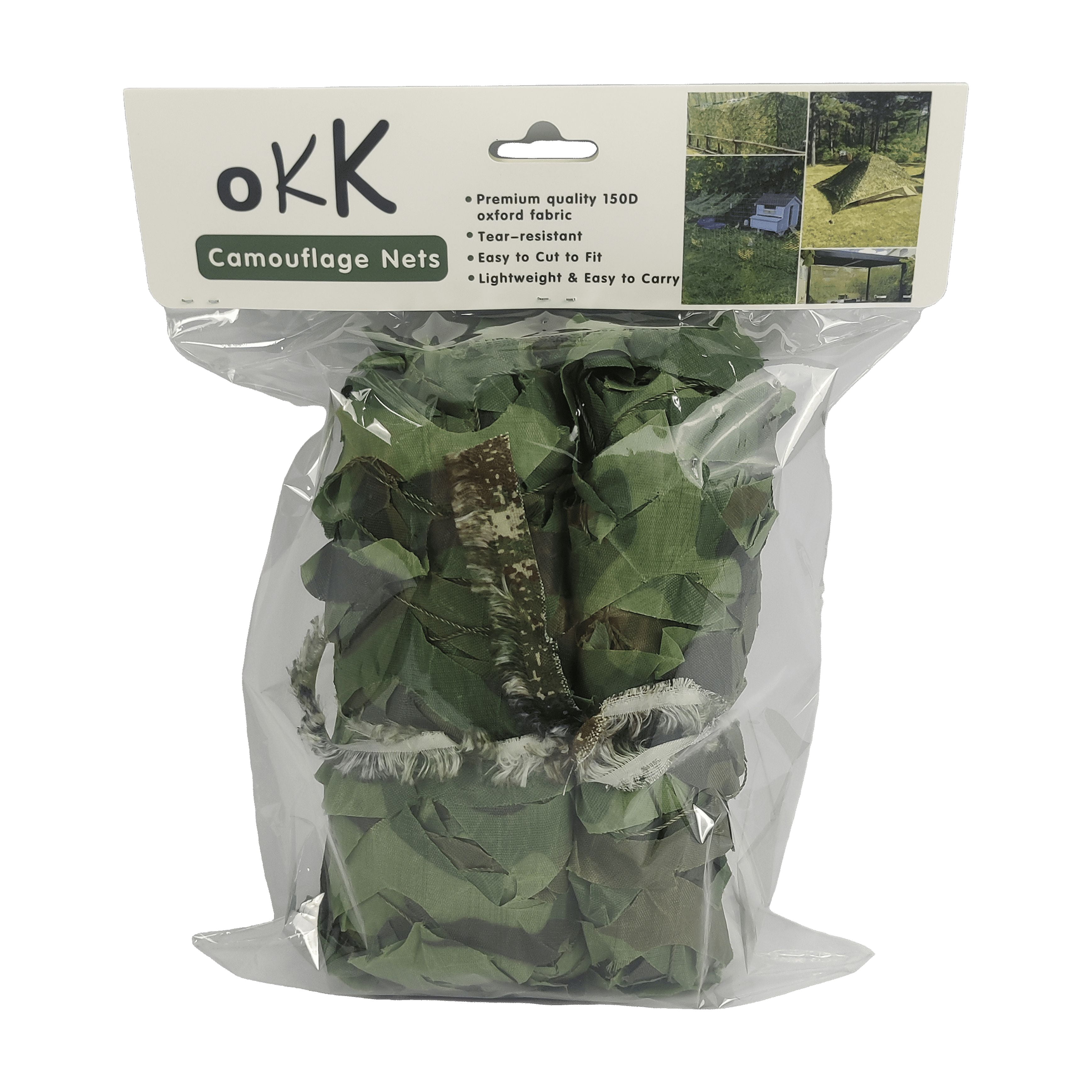 OKK Camouflage Netting, 150D Oxford Woodland Camo Net for Hunting, Camping & Decoration