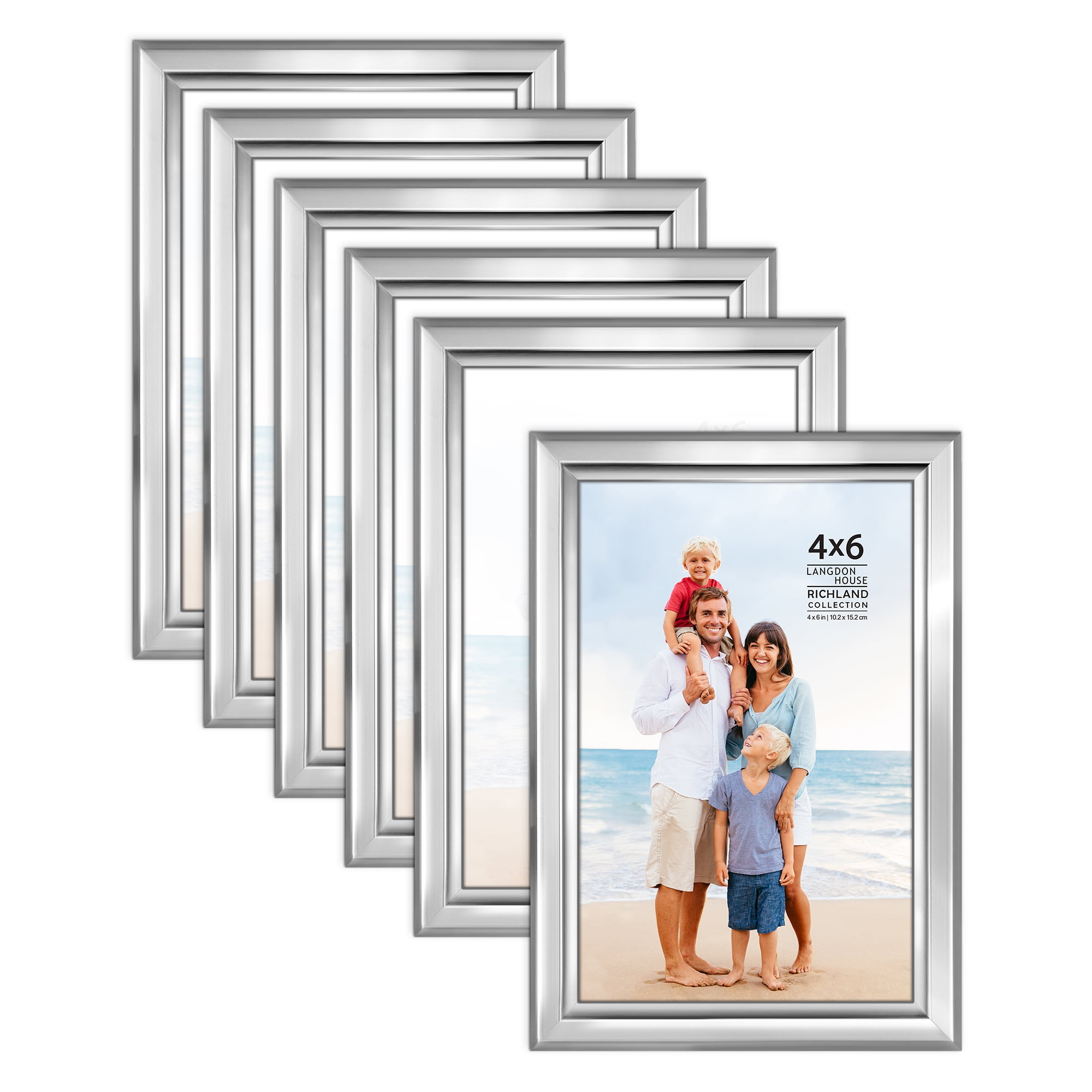 Langdon House 4x6 Silver Picture Frames, Modern Contemporary Style, 6