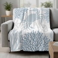 thumbnail image 2 of Blue Crab Coastal Blanket Soft Cozy Warm Throw Blanket for Couch, Plush Fuzzy Flannel Fleece Blankets for Sofa, Summer Coral Nautical Bed Blankets Lightweight Gifts for Women, 50"x80", 2 of 9