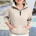 thumbnail image 2 of SGMVNU Girls Half Zip Sweatshirt Long Sleeve Pullover Crop Tops Kids Lightweight Sweater Fashion Winter Clothes, Size 11-12 Years, Beige, 2 of 6