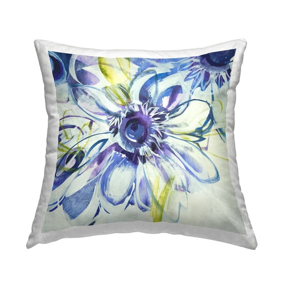 Stupell Industries Blue Modern Flower Blooms Square Decorative Printed Throw Pillow, 18 x 18