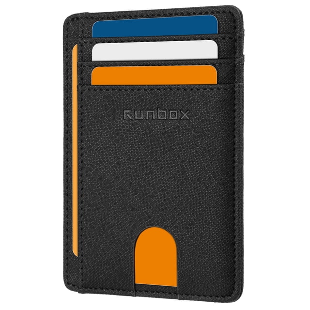 Cartera RUNBOX Slim de piel con bloqueo RFID, 11 x 8 x 1 cm