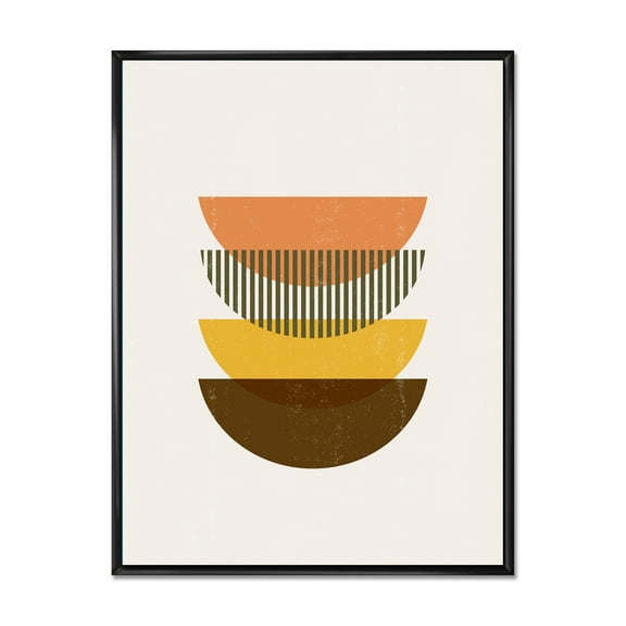 Designart 'Half Moons In Earth Tones Abstract Geometric Art' Modern Framed Canvas Wall Art Print