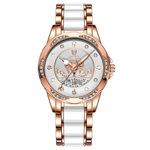 POEDAGAR Women Watches Fashion Rose Gold Steel Quartz Watch Waterproof Luminous Week Date Swiss Brand Ladies Wristwatch Bracelet