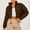 Brown, variant on Puffer Jacket Womens Cropped Jacket Solid Color Shorts Zippered Long Sleeve Drawstring Jacket Women's Down Jackets & Parkas White S