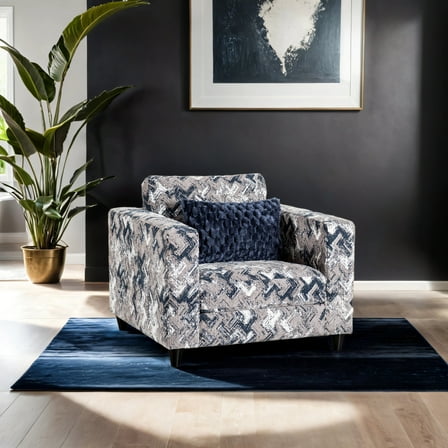 Furniture of America Hedric Modern Upholstered Abstract Accent Chair with Pillow, Multi-color