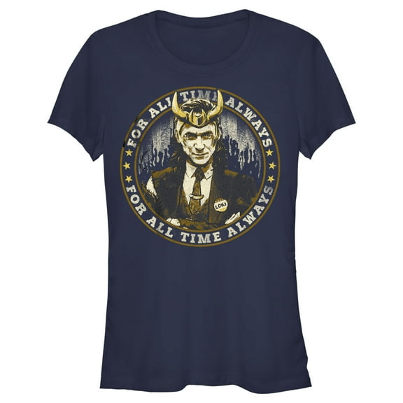 Junior's Marvel Loki Campaign Trail Graphic Tee Navy Blue Medium