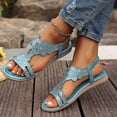 thumbnail image 5 of KEGIRLOM Women Spring/Summer Fashionable And Casual Versatile Water Diamond Comfortable And Casual Elastic Set Sandals With Slope Heels Blue 6, 5 of 8