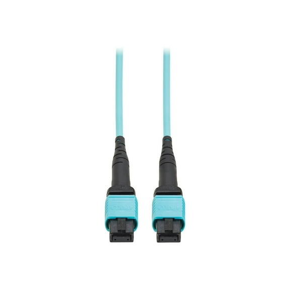 Eaton Tripp Lite Series 100G Multimode 50/125 OM4 Fiber Optic Cable [12F MPO/MPO-PC F/F], Type-A Polarity, OFNP, Aqua, 1 m [3.3 ft.], TAA (n845a-01m-12taa)