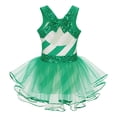 thumbnail image 3 of TiaoBug Kids Girls Candy Cane Striped Ballet Dance Leotard Figure Ice Skating Christmas Dress Green 16, 3 of 7