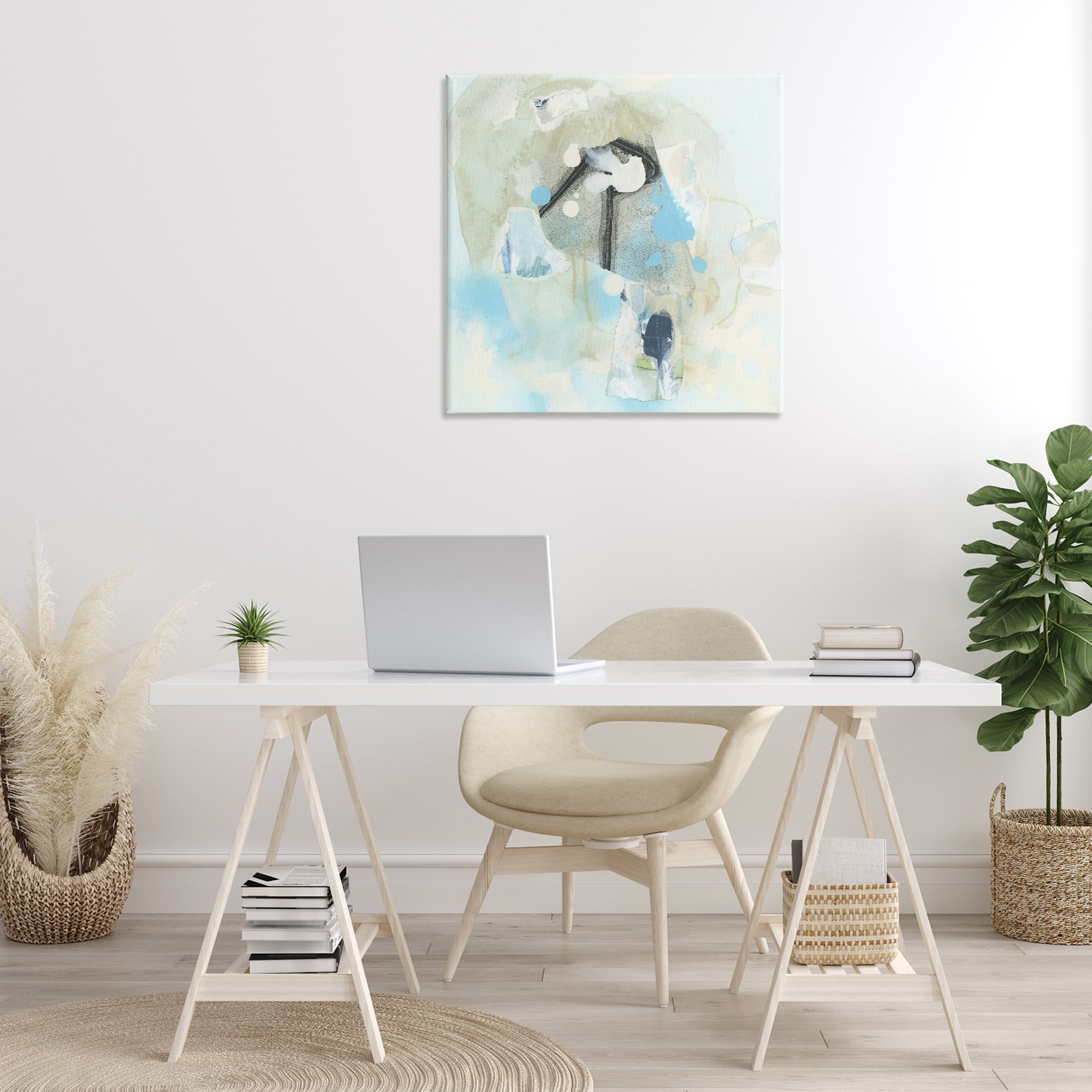 Stupell Industries Soft Blue Complex Abstraction Abstract Painting Gallery Wrapped Canvas Art Print Wall Art, 30 x 30