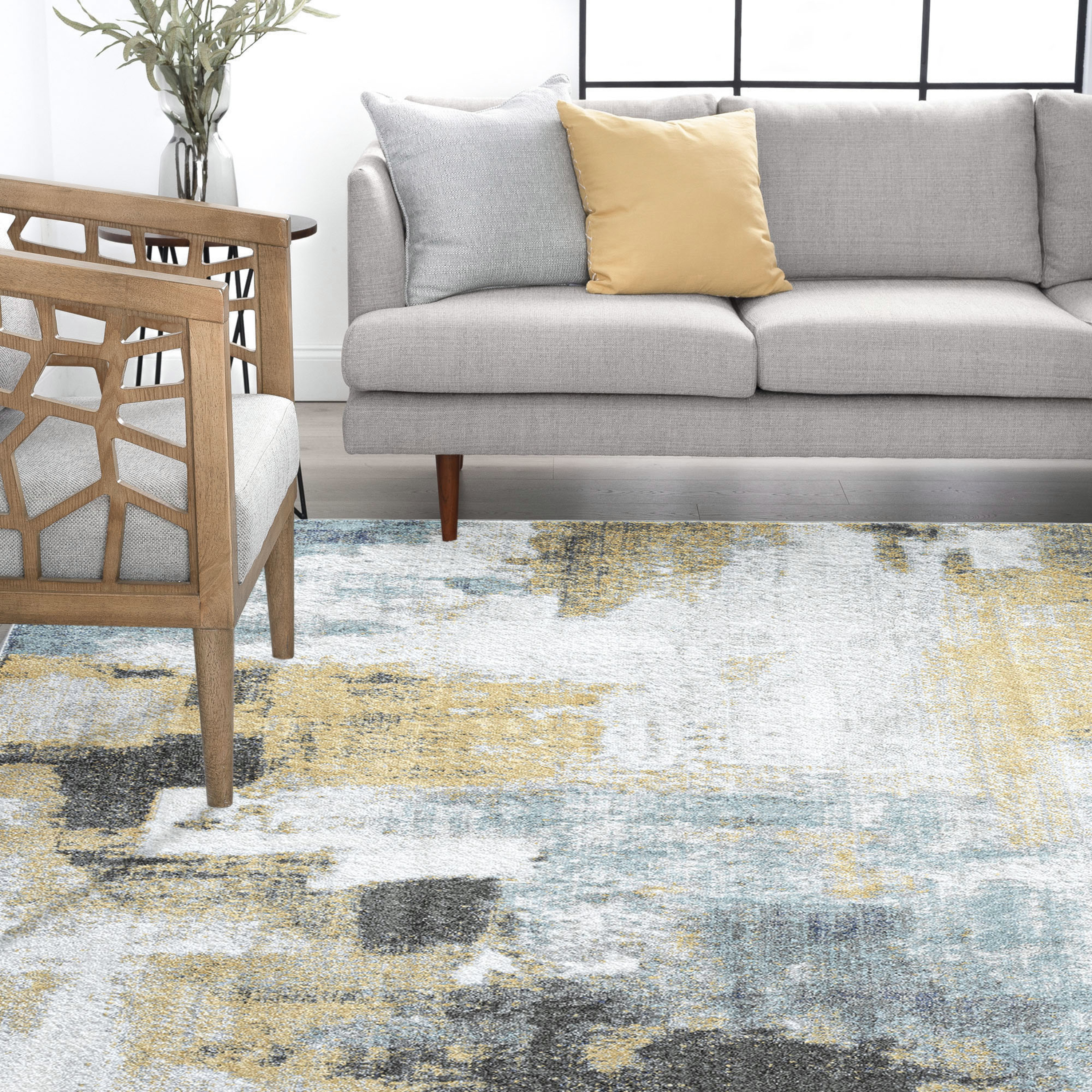Contemporary 2x3 Area Rug (2' x 3') Abstract Multi, Multi Indoor Scatter Easy to Clean