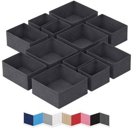 Ensemble de 12 Organiseurs de Tiroirs pour Vêtements Gris Foncé - Organiseur de Commode pour Chambre de Bébé, Chambre à Coucher, Placard - Parfait pour Organiser et Ranger les Vêtements de Bébé & Organisation Générale de la Chambre Ou Organiseurs de Tiroirs de Commode