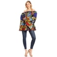 thumbnail image 5 of Sakkas Mela Women's Long Sleeve Peplum Off Shoulder Blouse Top in African Ankara - 144-Multi - One Size Regular, 5 of 5