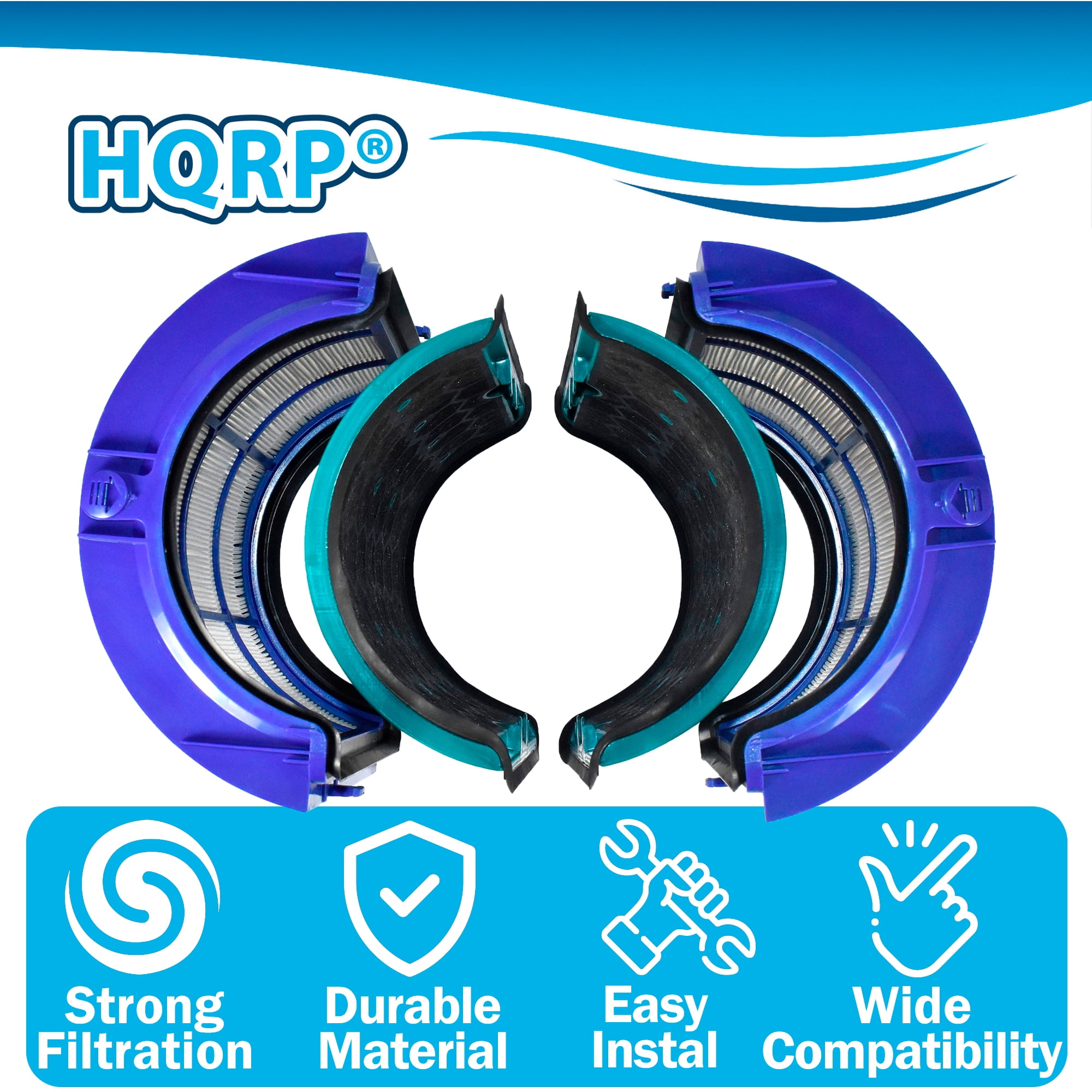 HQRP TP04 Replacement HEPA Filter compatible with Dyson HP04 TP04 DP04 TP05 DP05 Air Purifiers, Sealed Two Stage 360° Glass Pure Cool Fan HEPA Filter & Activated Carbon Filter