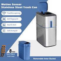 Joybos 3 Gallon Motion Sensor Hands Free Soft Close Lid Bathroom Stainless Steel Trash Can with 120 Bags