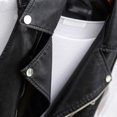 thumbnail image 6 of Women Vest Coat Faux Leather Smooth Surface Belt Decor Turn-down Collar Zip-up Sleeveless Zipper Pockets Retro Motorcycle Waistcoat Commuting Travel Outerwear, 6 of 7