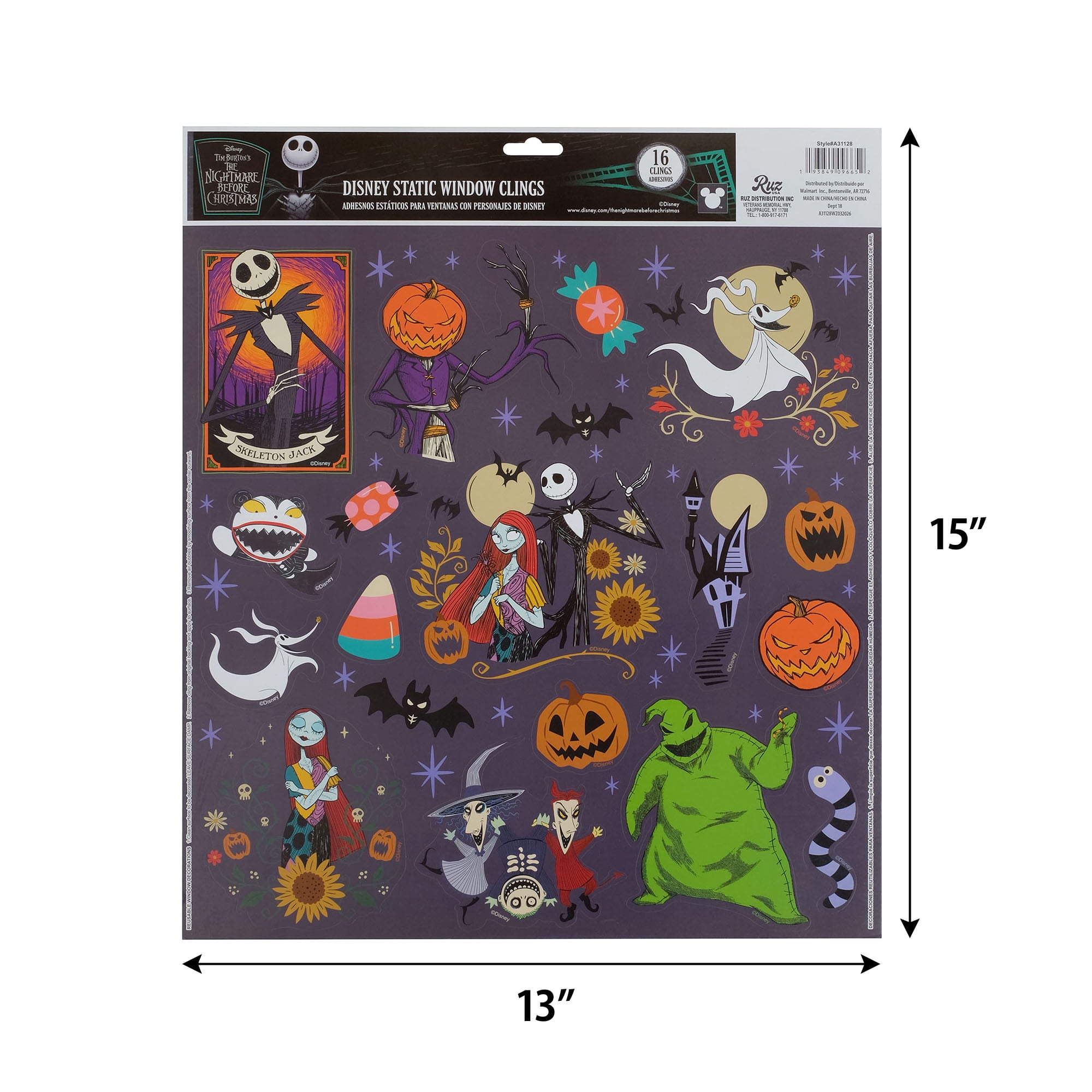 Disney's Nightmare before Christmas Decorative Halloween Window Cling