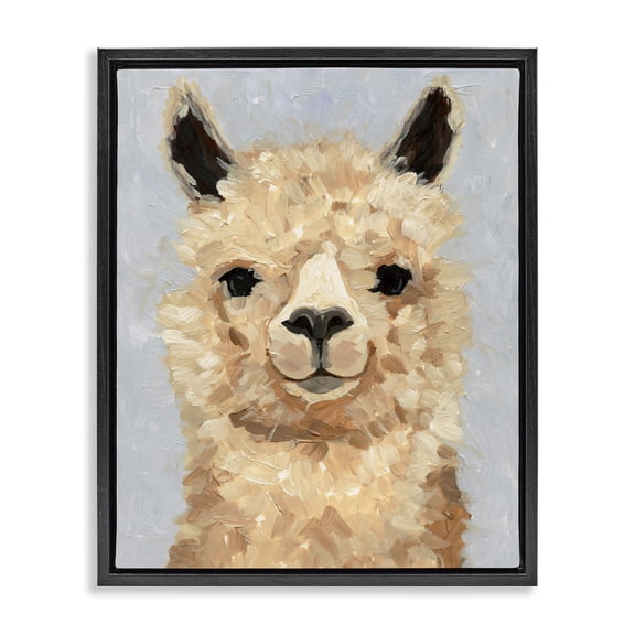 Stupell Industries Rustic Lodge Fuzzy Alpaca Black Floating Frame Canvas Art, 17 x 21, by Victoria Barnes