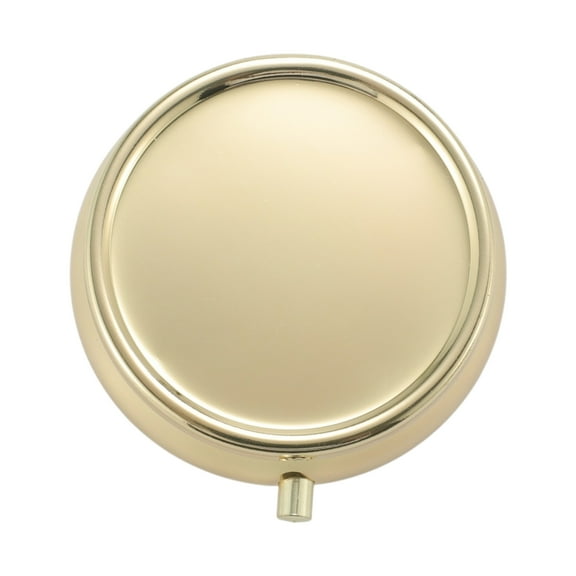 Unique Bargains 1 Pc Pill Case Single Grid Glossy Pill Box Gold Tone