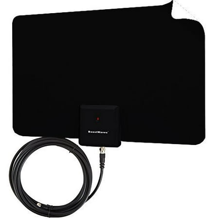 Boostwaves Razor 25 HDTV Flat Leaf Indoor Antenna With RG6 Cable. Cut The Cable Cord get up to 60 HDTV Channels for (Best Way To Get Channels With Antenna)