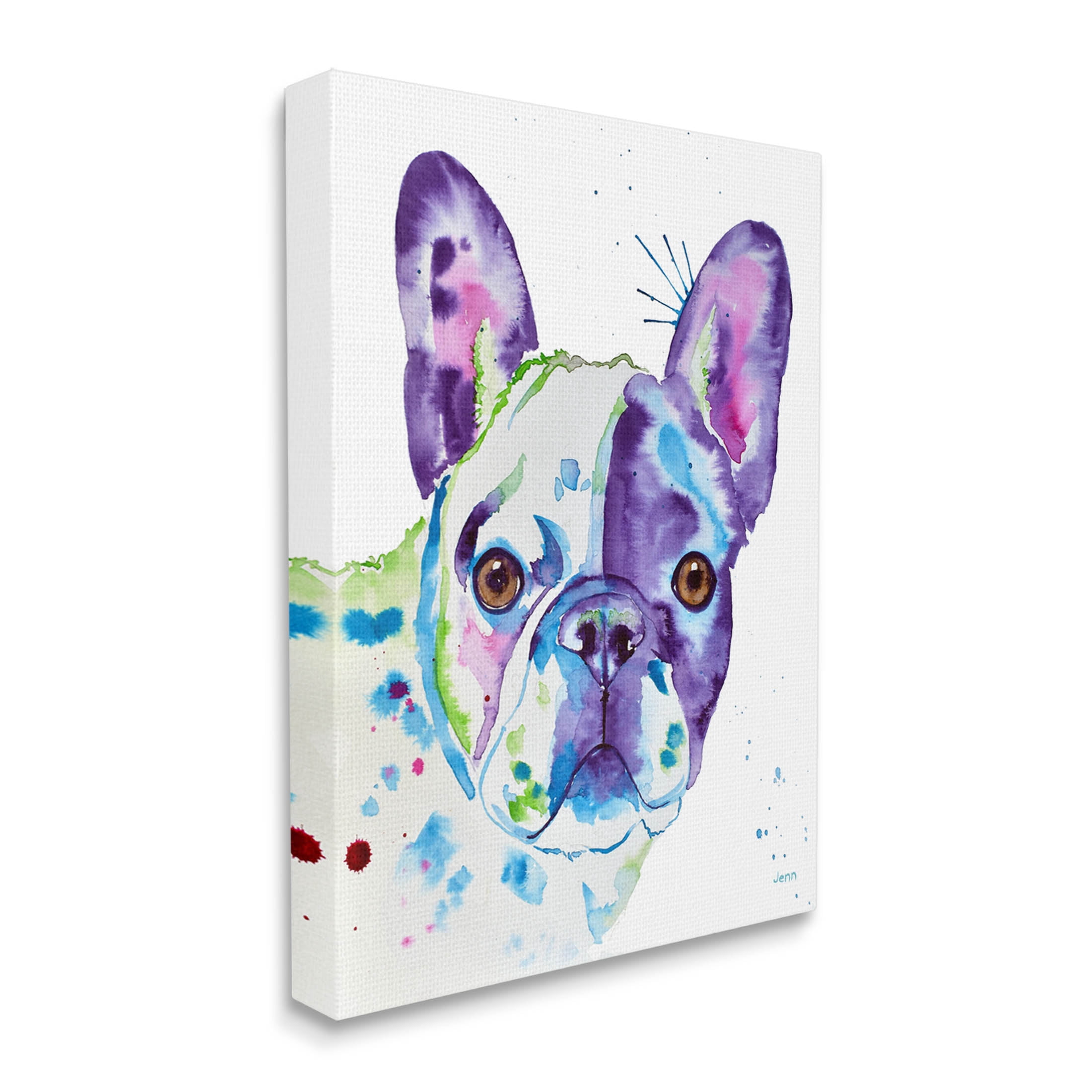 French Bulldog Modern Face Portrait Animals & Insects Graphic Art Gallery Wrapped Canvas Print Wall Art