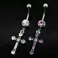 thumbnail image 5 of Ayyufe Surgical Steel Cross Dangle Navel Button Bar Belly Ring Piercing Body, 5 of 5