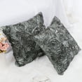 thumbnail image 2 of PiccoCasa Decorative Throw Pillow Covers 3D Satin Rose Flower Shells Cushion Covers, 2Pcs, 16"x16" Grey, 2 of 7