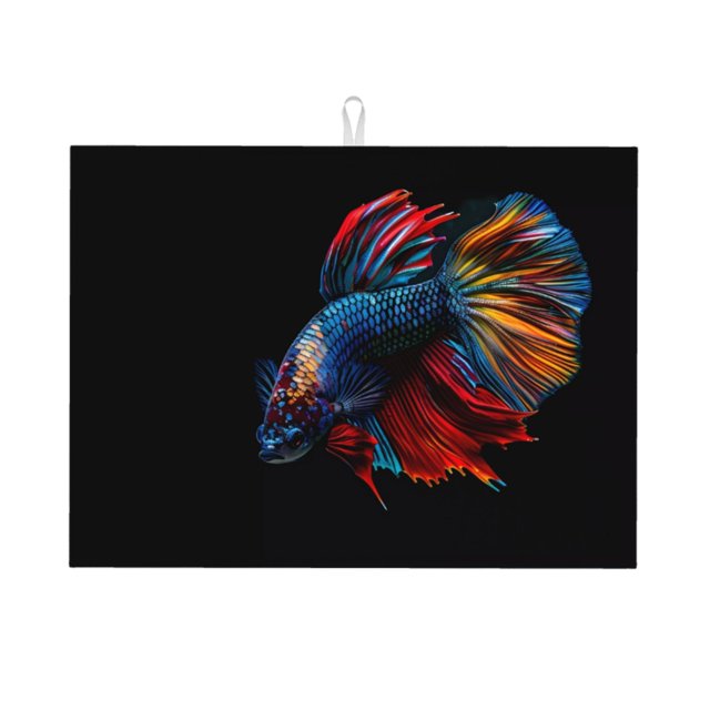 Fotbe Colorful Betta Fish Alfombrilla de Secado para Cocina con Estampado, 18x24 Pulgadas