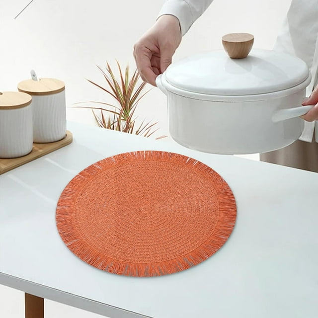 Tapis de Table à Manger Tissé Élégant - Napperon Rond Imperméable Résistant à l'Huile et à la Chaleur pour Cuisine Restaurant Table Basse Décoration Maison