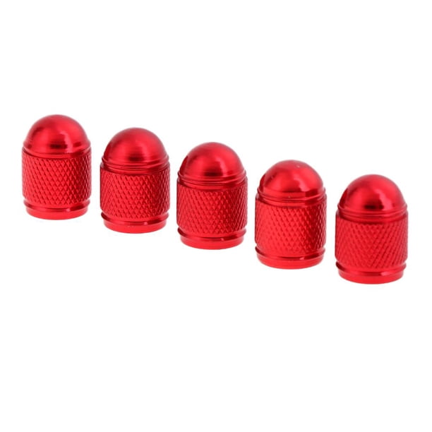 Juego de 5 válvulas de aluminio para neumáticos, juego de polvo universal para bicicletas y motocicletas. rojo