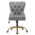 thumbnail image 4 of Guyou Modern Swivel Office Chair, Velvet Fabric Button Tufted And Nailhead Trim Accent Chair With Upholstery, Grey, 4 of 12