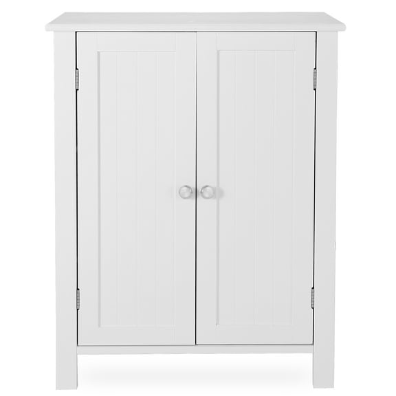 SuperDeal White Bathroom Floor Storage Cabinet Adjustable Shelf Cupboard 3 Shelves MDF