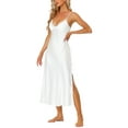 thumbnail image 4 of Unique Bargains Women's Satin Pajama V Neck Sexy Nightdress Soft Midi Lounge Dress, 4 of 5