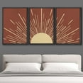 thumbnail image 2 of IDEA4WALL Framed Canvas Print Wall Art Set of 3 Shining Yellow Sun with Line Abstract Illustration Sunlight Rays Astronomy & Space Sky Modern Duotone Digital Art for Home Decor - Black 24"x36"x3, 2 of 5