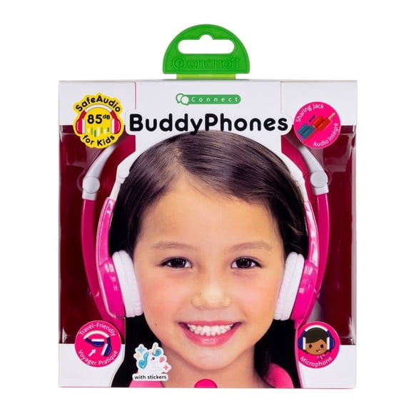 Audífonos BuddyPhones Connect Infantil Alámbricos Blanco con Rosa