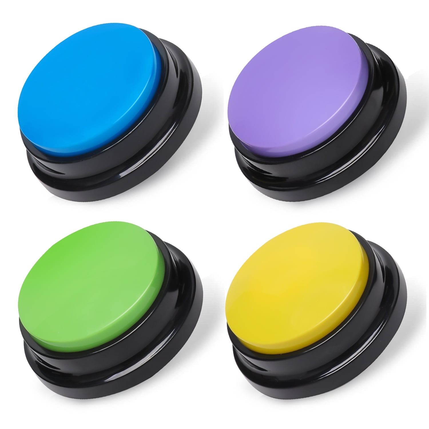 4PCS Recordable Dog Buttons for Communication, Talking Button for Dogs, Tech your Dog to Talk with Button, 30 Second Record & Playback Pet Training Buzzers (No battery included)