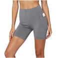 thumbnail image 2 of Shorts Elásticos de Vestir para Mujer, Casuales, de Cintura Alta, para Entrenamiento, Correr y Yoga, con Bolsillos, Gris Oscuro, XL, 2 of 5