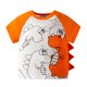 thumbnail image 4 of Gibobby Blusa Niños Camisetas de cuello redondo de manga corta con dinosaurio de dibujos animados para niños pequeños y bebés, camisetas, ropa para niños(Anaranjado, 3-4 Años), 4 of 5